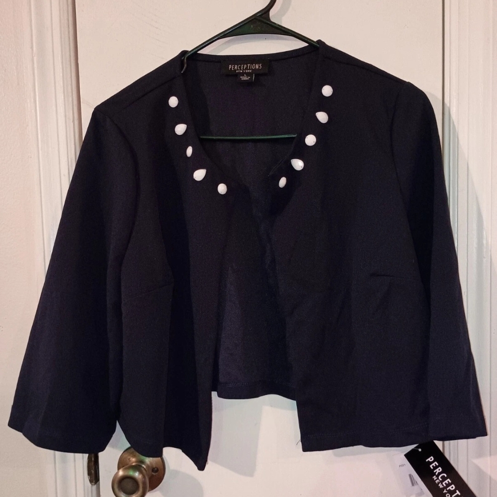 Perceptions Women's Black Jacket with White Accents